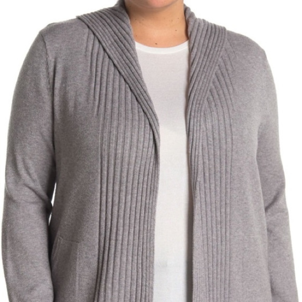Cyrus Open Cardigan W Rib Trim, 1X